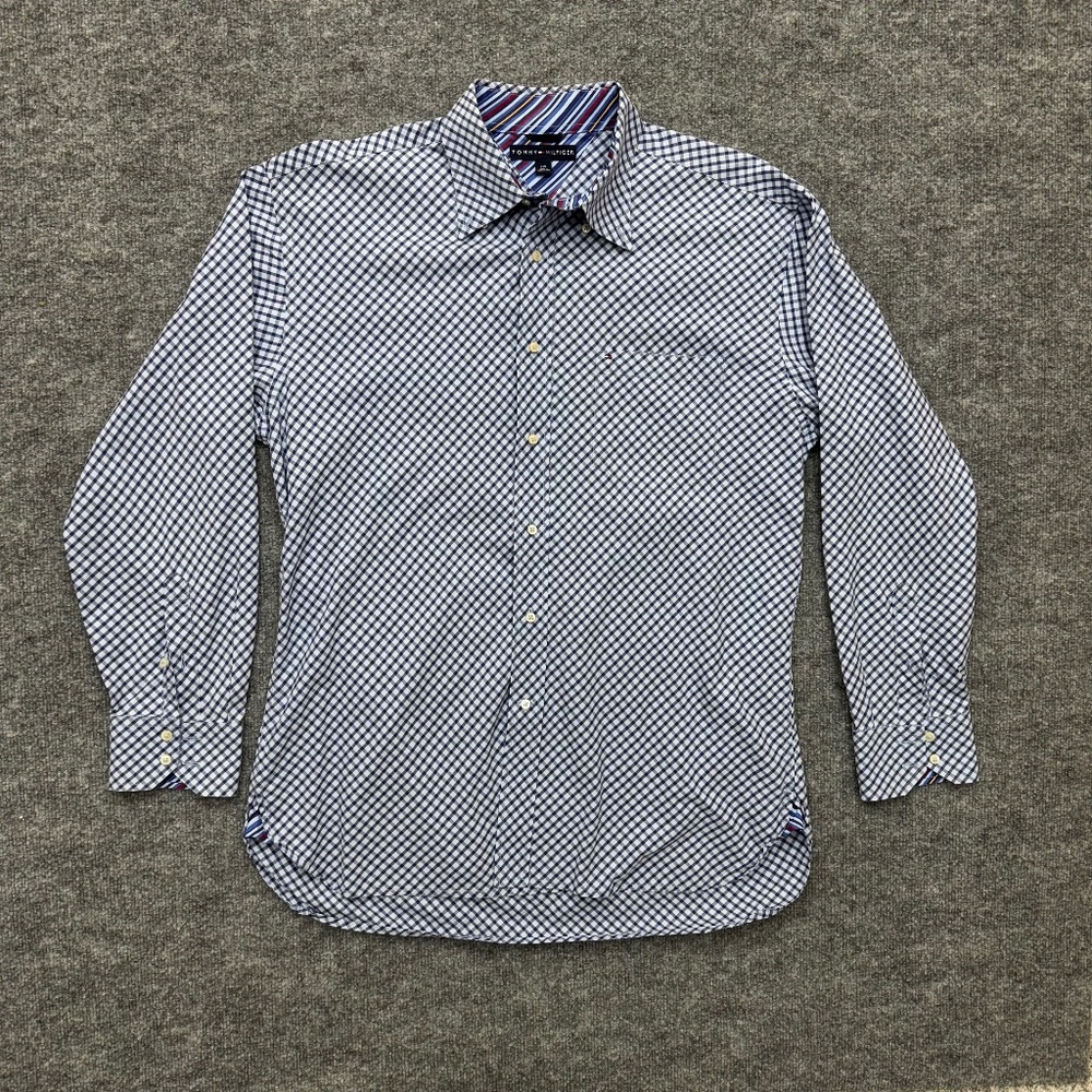 Mens Tommy Hilfiger long sleeve button up shirt size Large flip cuff